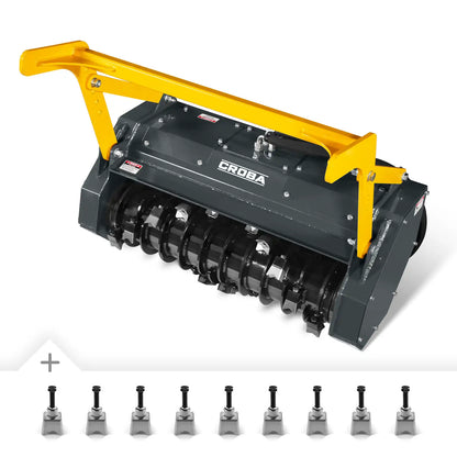 37"Mini Skid Steer Drum Forestry Brush Mulcher Attachment, Hydraulic Flow Range 11 To 16 GPM,MCH37