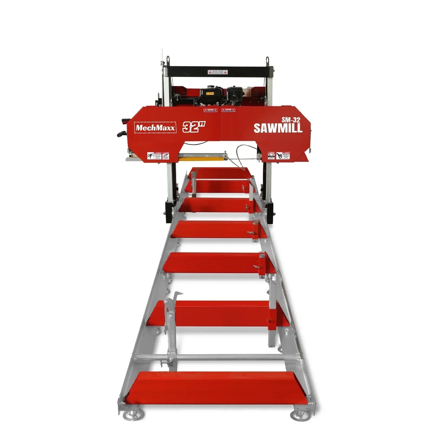 32" Portable Sawmill (5 x Blades Included), 459cc 15HP E-Start Gasoline Engine, 29" Board Width, 20' Track Length (13' Track Length + 6.6' Track Extension Included) , SM-32