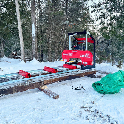 32" Portable Sawmill (5 x Blades Included), 459cc 15HP E-Start Gasoline Engine, 29" Board Width, 20' Track Length (13' Track Length + 6.6' Track Extension Included) , SM-32